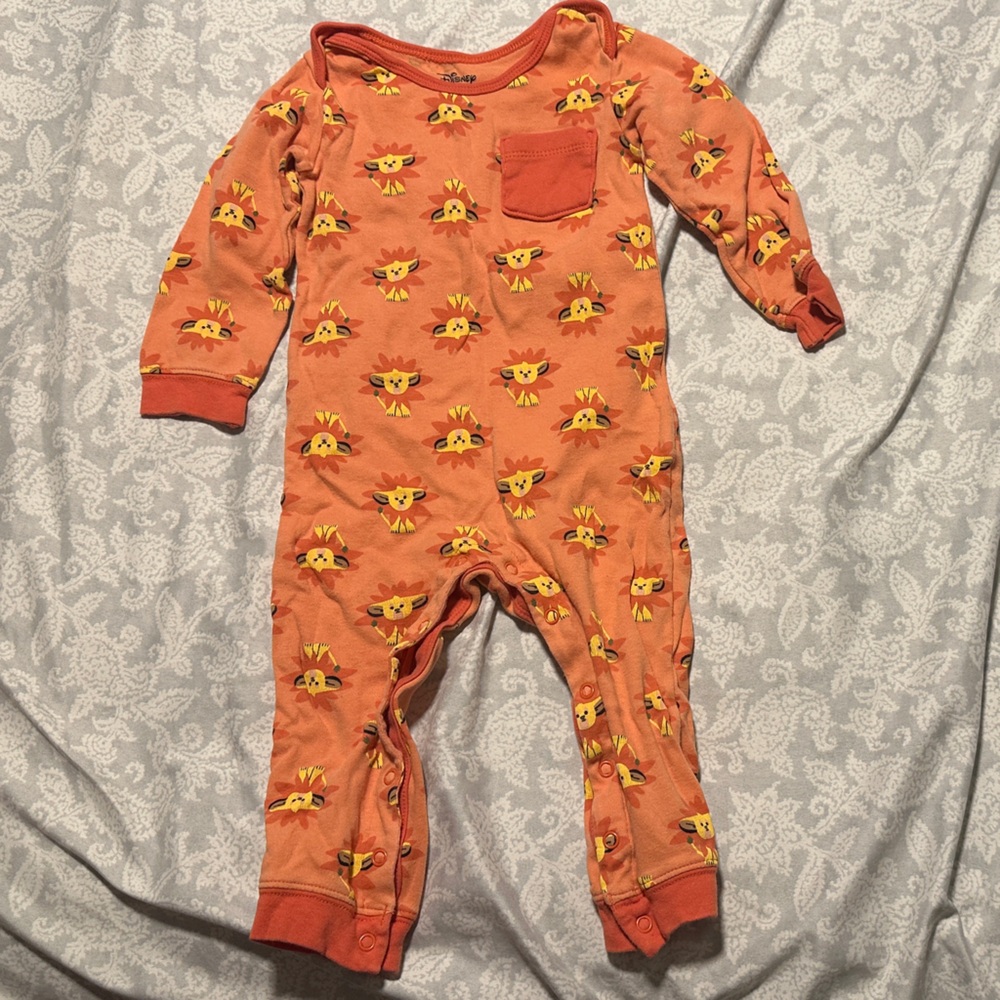 Disney Orange Lion Print Kids Footie